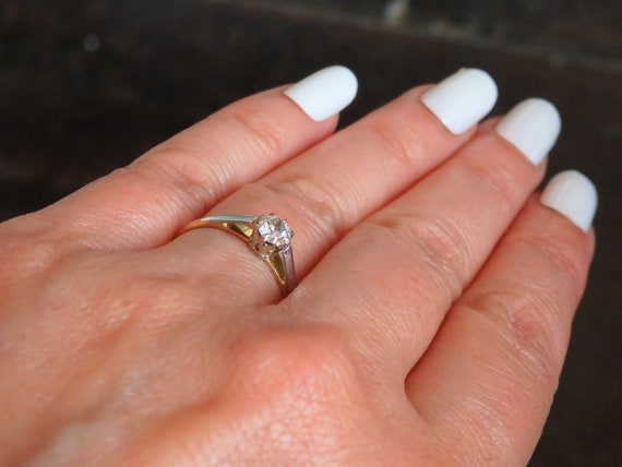 Vintage Old European Cut Diamond Solitaire Ring - image 4