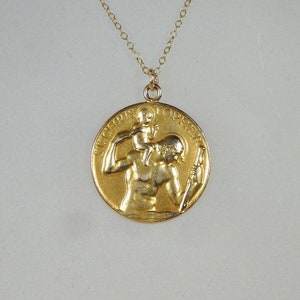 Vintage St Christopher Charm Solid 9ct Gold