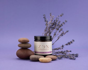 Bálsamo facial y corporal de lavanda orgánica, humectante profundo y reparador elaborado con aceites prensados en frío