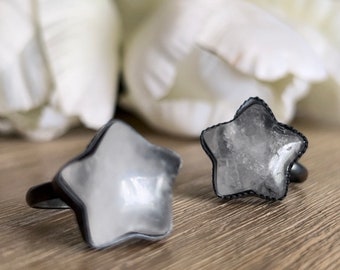 Anillo STAR, Plata, orgánico, Joyería hecha a mano, Anillo martillado