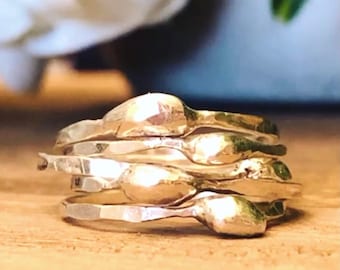 Stackable Sterling Silver Organic Rings, organic Set of Sterling Silver Rings, gift for her, jewelry sale, One of a Kind, Irregular Rings