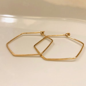 Hexagon Hoop Earrings, Extra Large Hoops Earrings, Gold Hexagon Hoops, Geometric Hoop Earrings, Geometric Earrings, Sterling Silver Earrings