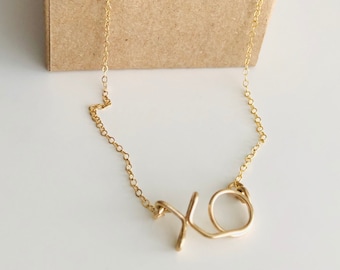 Collar de amor XO, cartas manuscritas, collar de amor de escritura, XO amor Chocker, amor y besos collar