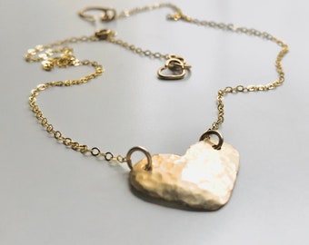 Collar corazón martillado, corazón, collar de corazón Chocker, corazón martillado,