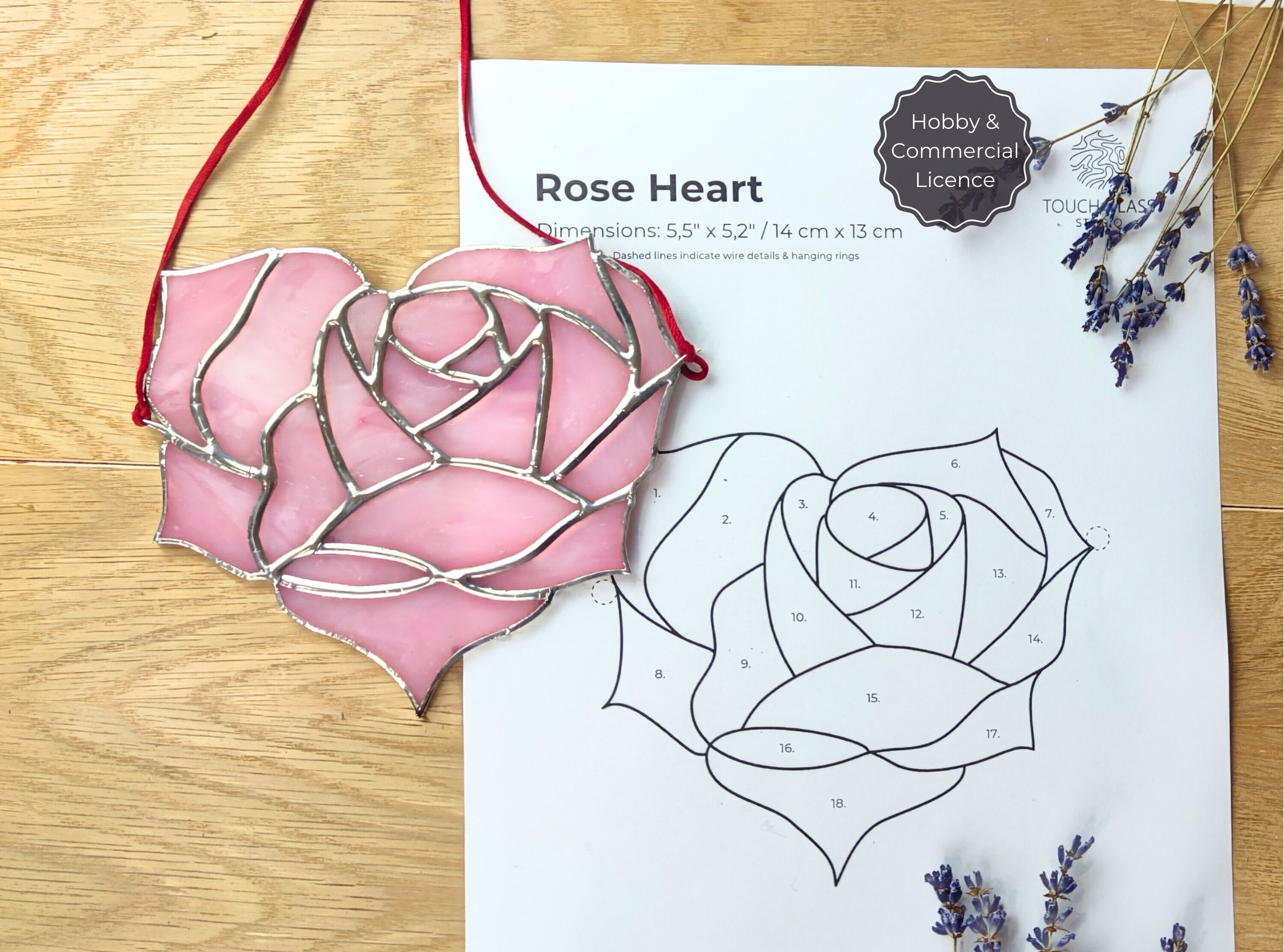 Valentine's Day Stained Glass Pattern, Rose Heart, Rose Stained Glass ...