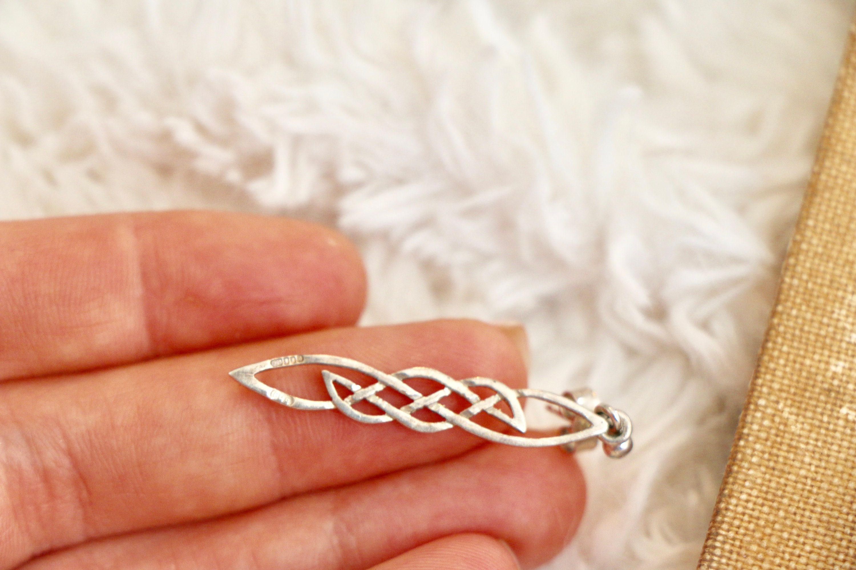 Sterling Silver Celtic Knot Earrings Keltic Diamond Shape Design Solid 925 Italy 