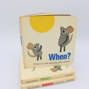 Vintage LEO LIONNI Books, When Where Numbers Children's Board Books ...