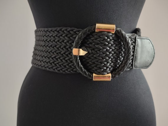 VINTAGE Black Woven Cotton Belt 1980s Black Rope Belt, Vintage Woven Fabric Belt - Etsy main image 3