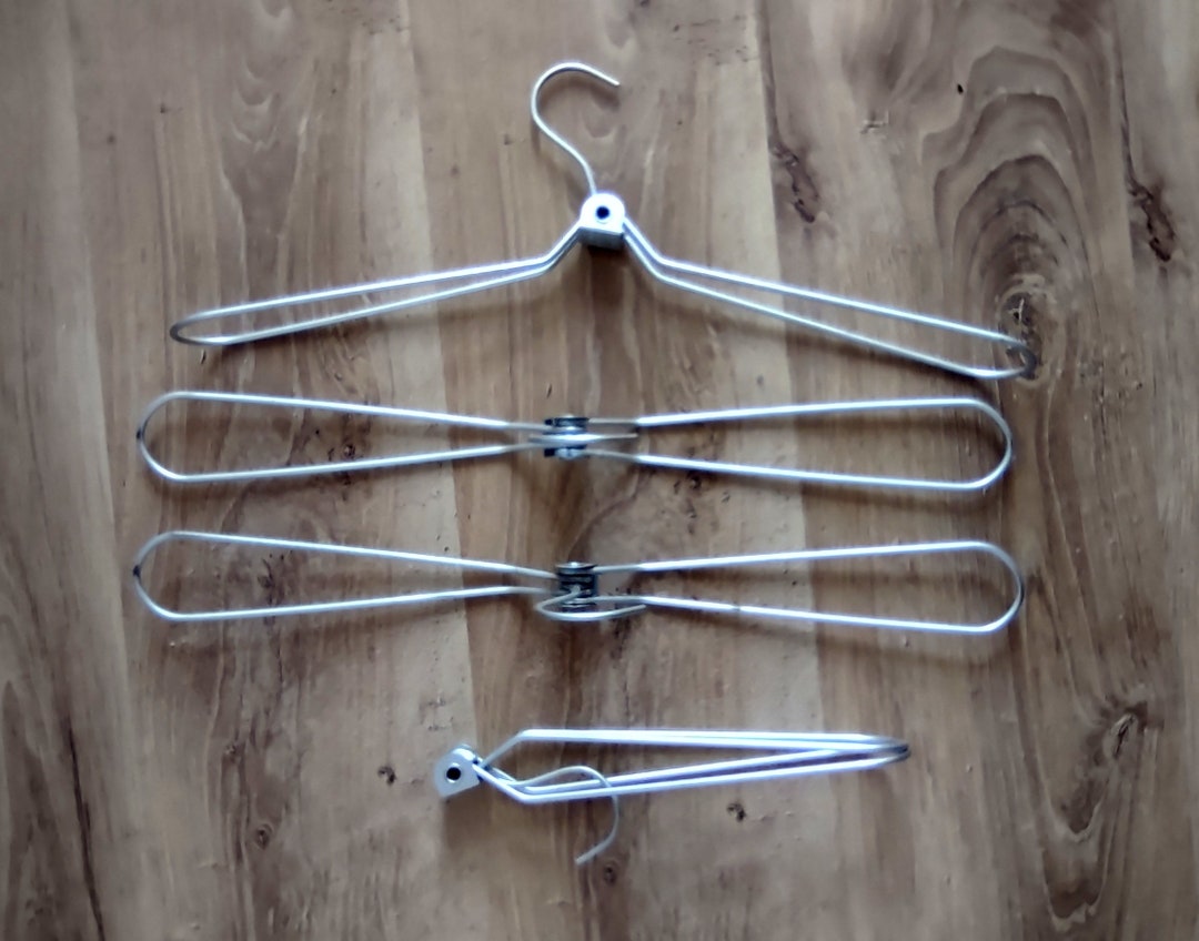 RARE Retro Folding Travel Clothes Hangers With Metallic Wings From