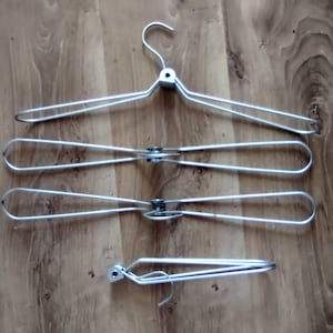 RARE Retro folding travel clothes hangers with metallic wings from Ukrainian, metal collapsible wire hangers, tailor studio or shop decor zdjęcie 1