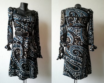 Vintage Silk Dress by JOANA DANCIU: Retro Print, Classic Style