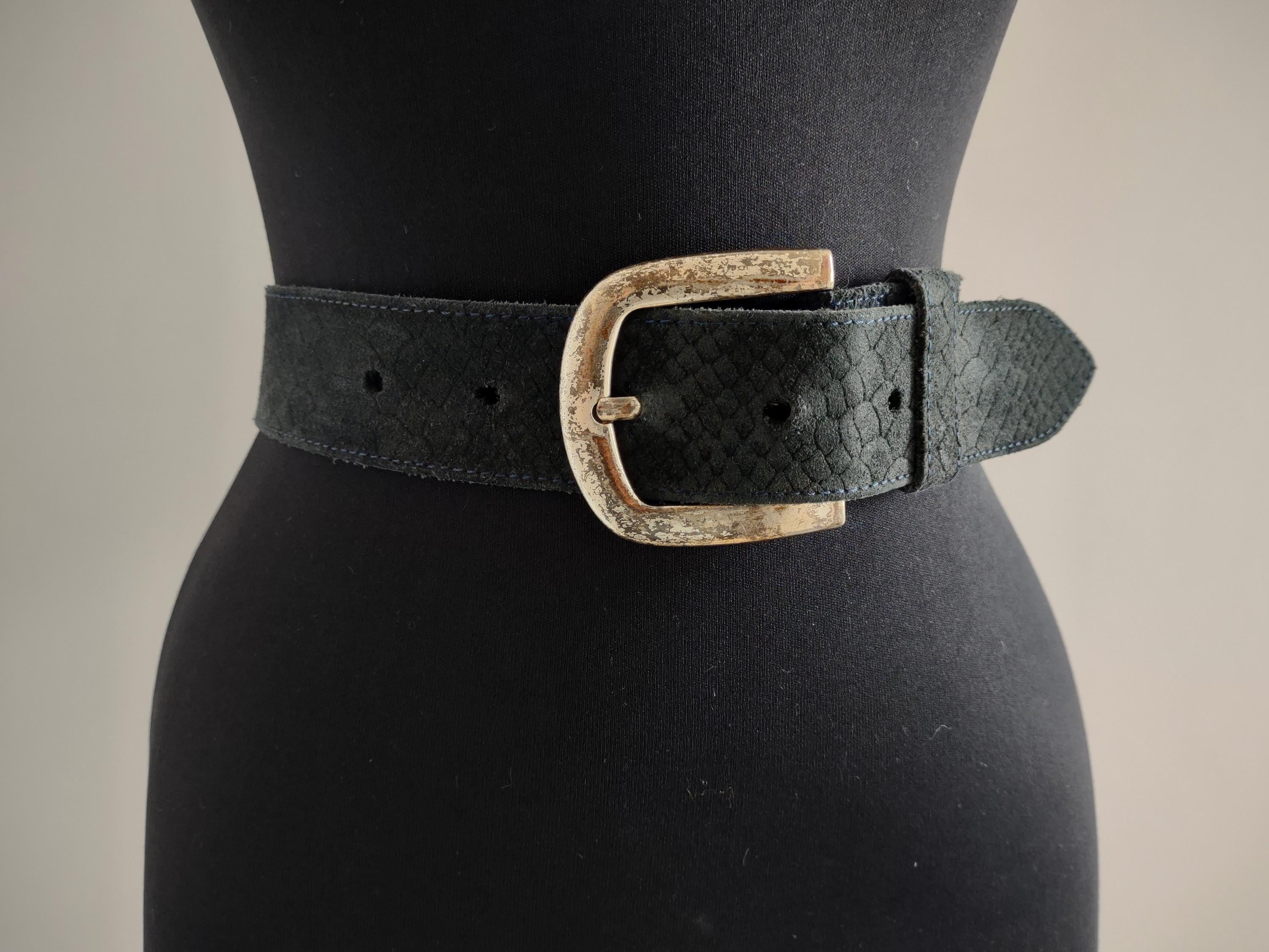 Vintage Black Suede Leather Belt: Unisex Retro Style (39.3  display picture 3