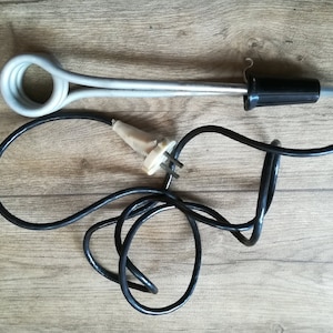 Vintage Immersion Water Heater, Cottege intetior, Old Electric Primitive Accessory from '80, Metal Retro Household, Camping Travel Accessory