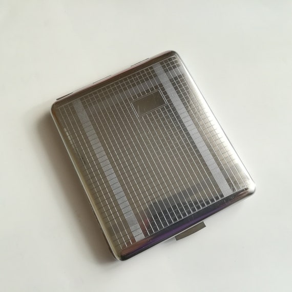 Vintage Metal Cigarette Case with Silver Tone, Bu