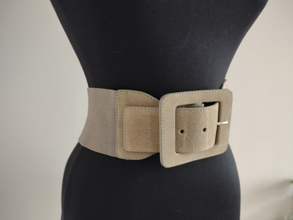 Beige Elastic Vintage Belt for Woman, Ladies Stre… - image 1