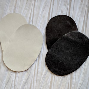 肘と膝用の本革製黒と白のパッチ、天然皮革パッチ、衣服に縫い付けるパッチ