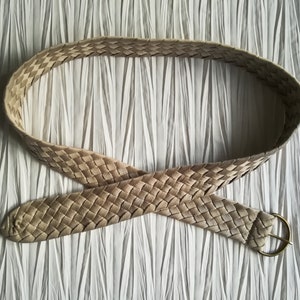 Beige Textile Belt Made of Intertwined Rop,  Retro Textile Belt made of Ropes, Women's Beige Vintage Belt from Textile, Ladies Wide Belt