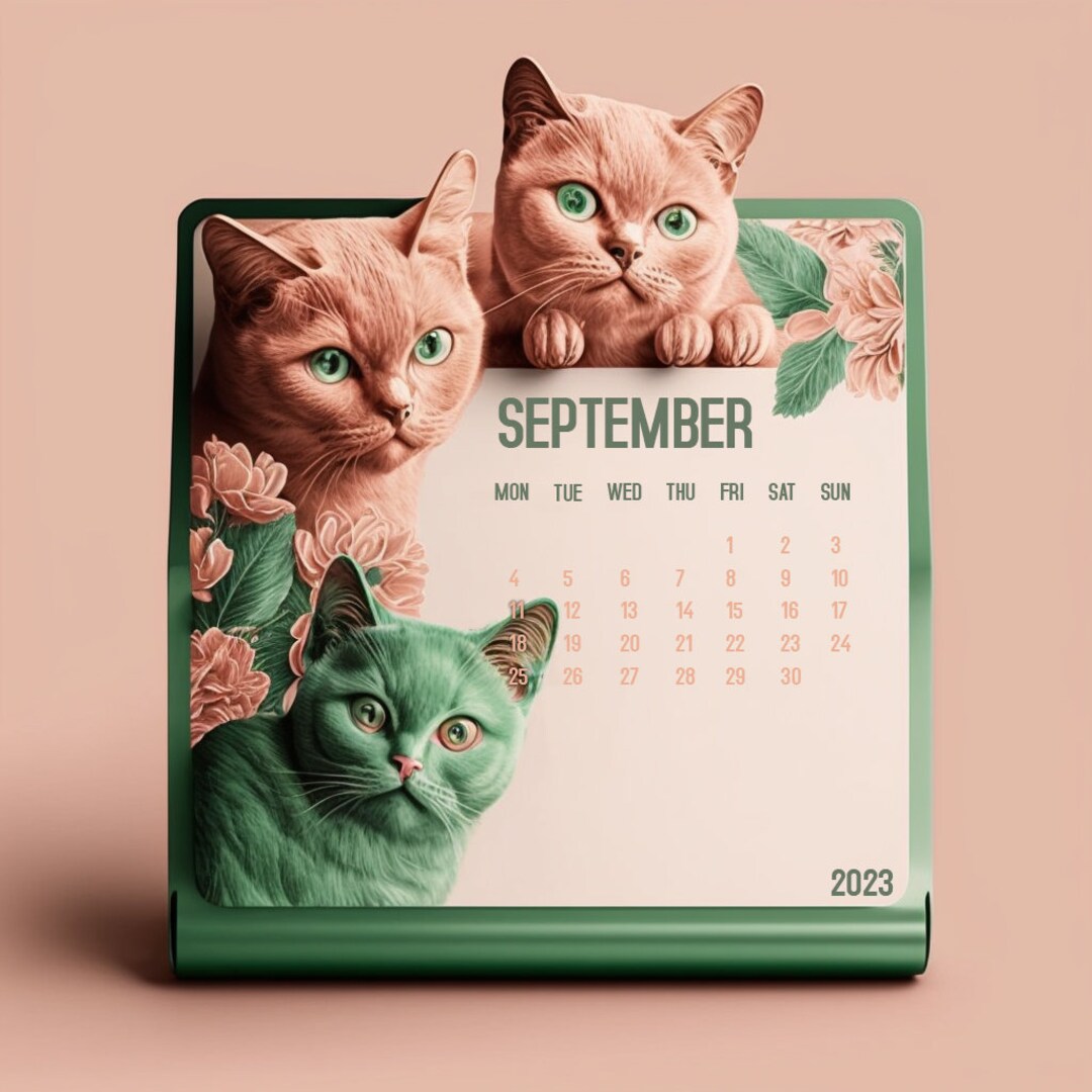 2023 Lunar Calendar With Cats // Desk Calendar With Cats Etsy