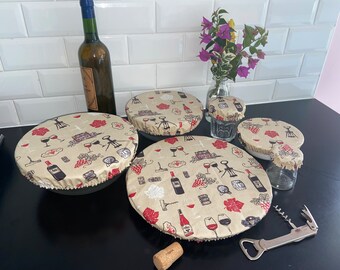 Lot 6 salad bowl charlottes Vineyard pie ecological lid cotton coated zero waste ZD gift covers dish Christmas