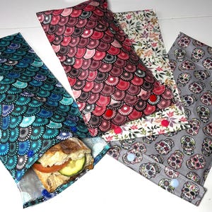 Pochette doublée pour Sandwiche baguette, fruits Lunch Bag goûter  - Sandwich bag - Casse-croûte - Pique nique - plage école bureau