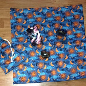 Tapis de tirage pour Oracle avec pochette de rangement pour tapis ou cartes, Tarot, Divination, Medium
