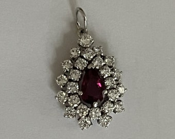 4804- White Gold Necklace Ruby Diamond Pendant 1.90 Ct