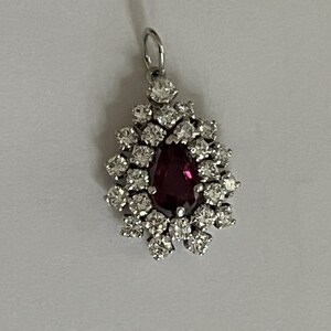 4804- White Gold Necklace Ruby Diamond Pendant 1.90 Ct