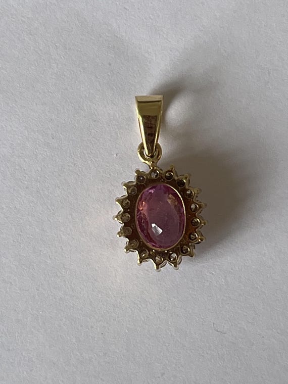 7122- Pendentif Or Jaune Saphir Rose Diamants - image 3