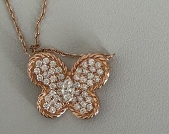 7887 – Vintage-Schmetterlingskette aus Roségold und Diamanten