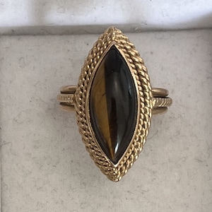 4201– Tiger Eye Yellow Gold Marquise Ring