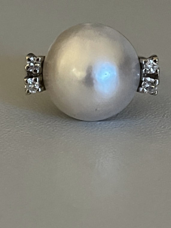 4018– Bague Années 1950 Perle Mabé Diamants - image 6
