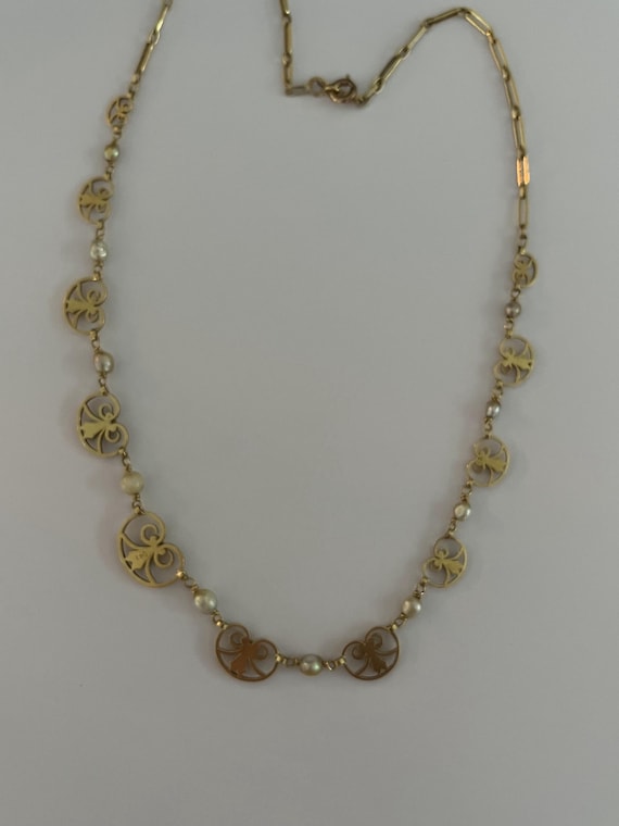 6601- Collier Ancien Or Jaune Perles Akoya - image 1