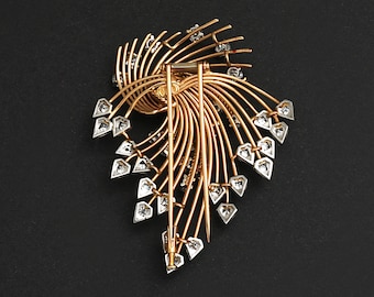 Clip Revers Vintage 1932 En Or Jaune 18 Carats Avec Diamants 2,20 Ct – Pièce Collector