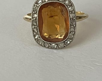 Bague Chevalière En Or Jaune 18 Carats Avec Citrine Améthyste - Taille 55, Occasion