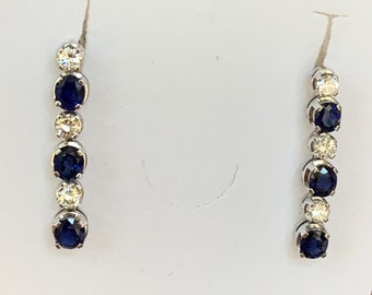 3246 – White Gold Diamond Sapphire Ear Pendants