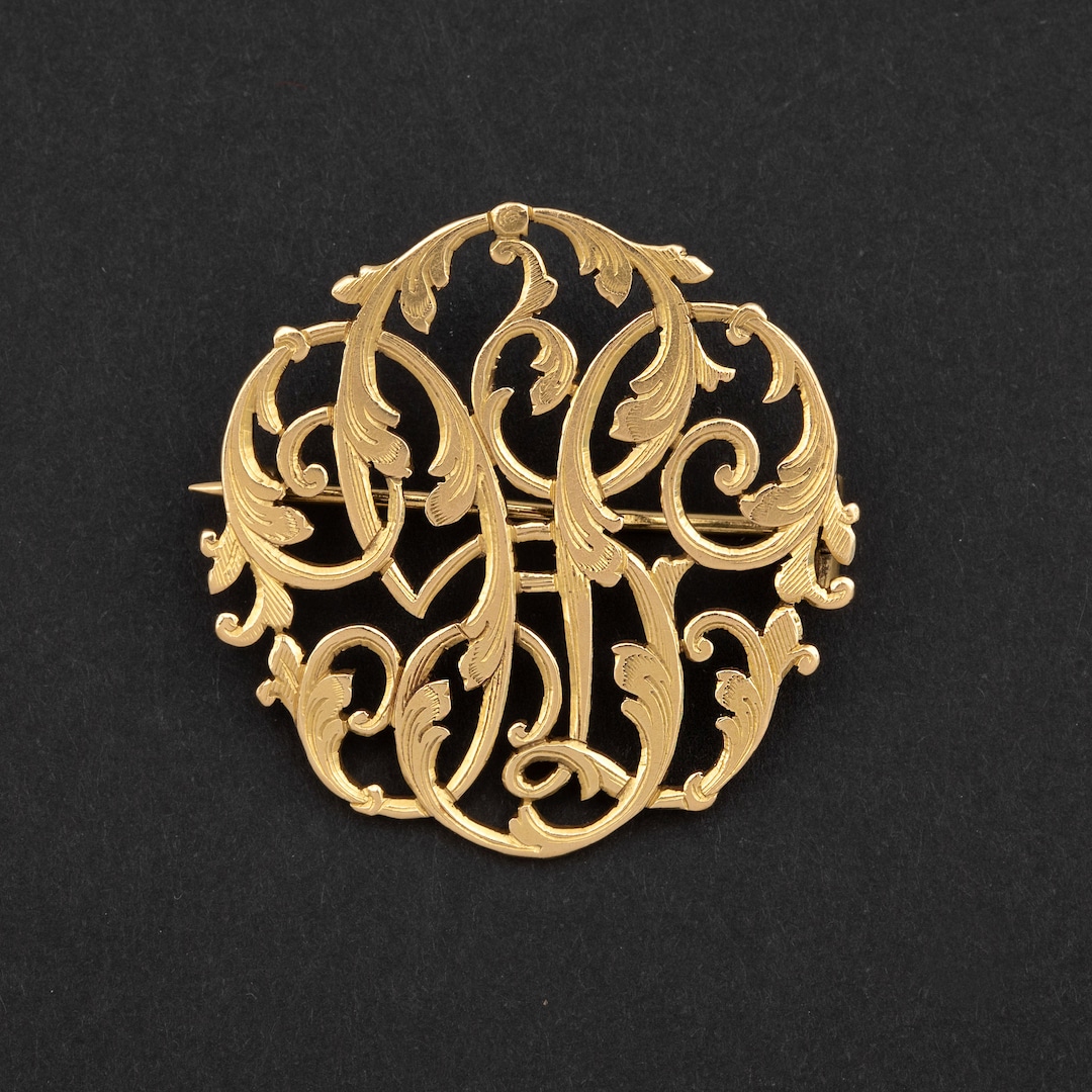 2929 – イエローゴールドの円形ブローチ - Etsy 日本