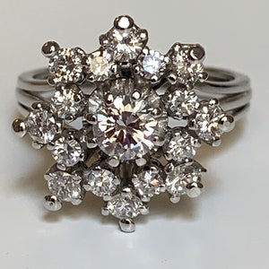 3186 – Ring Flower Gold Gray Platinum Diamonds