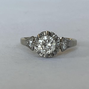 6286- Solitaire Ring White Gold Platinum Diamond 0.80 Ct