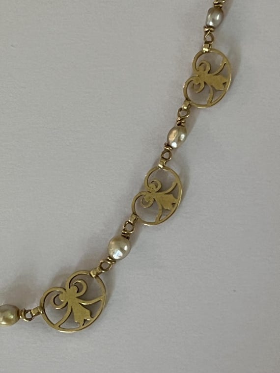 6601- Collier Ancien Or Jaune Perles Akoya - image 3
