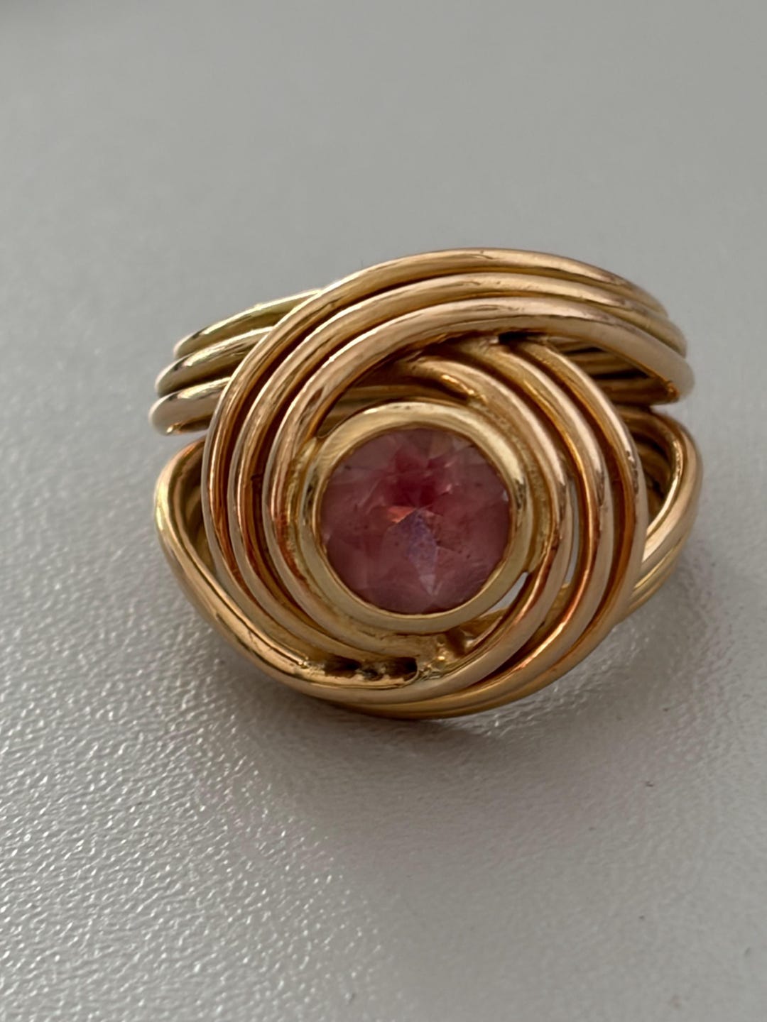 7445 - Vintage Ring With Yellow Gold Threads and Pink Tourmaline - Etsy