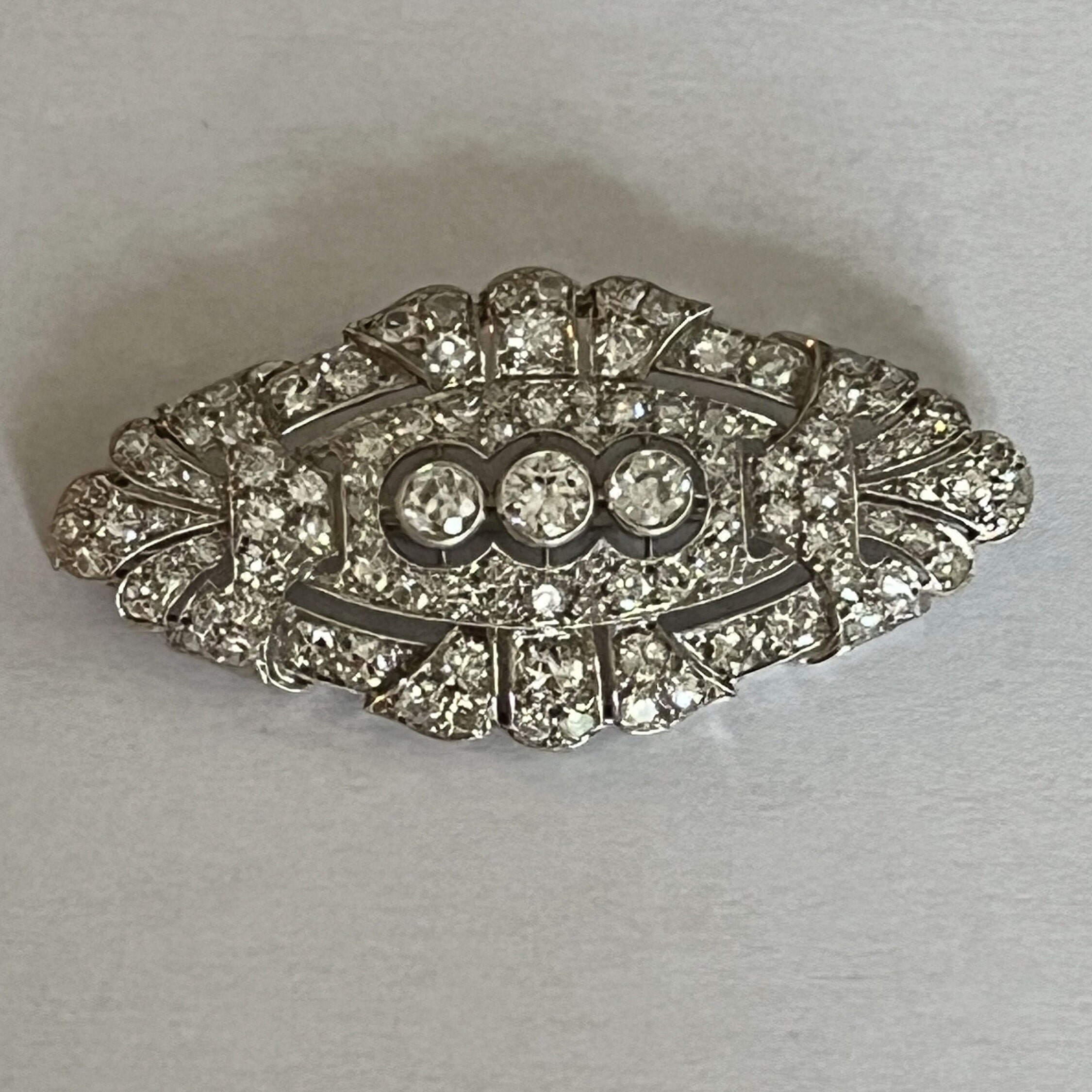 Broche Art Déco Ancienne - Argent Massif - Bakélite Rouge Et Marcassite