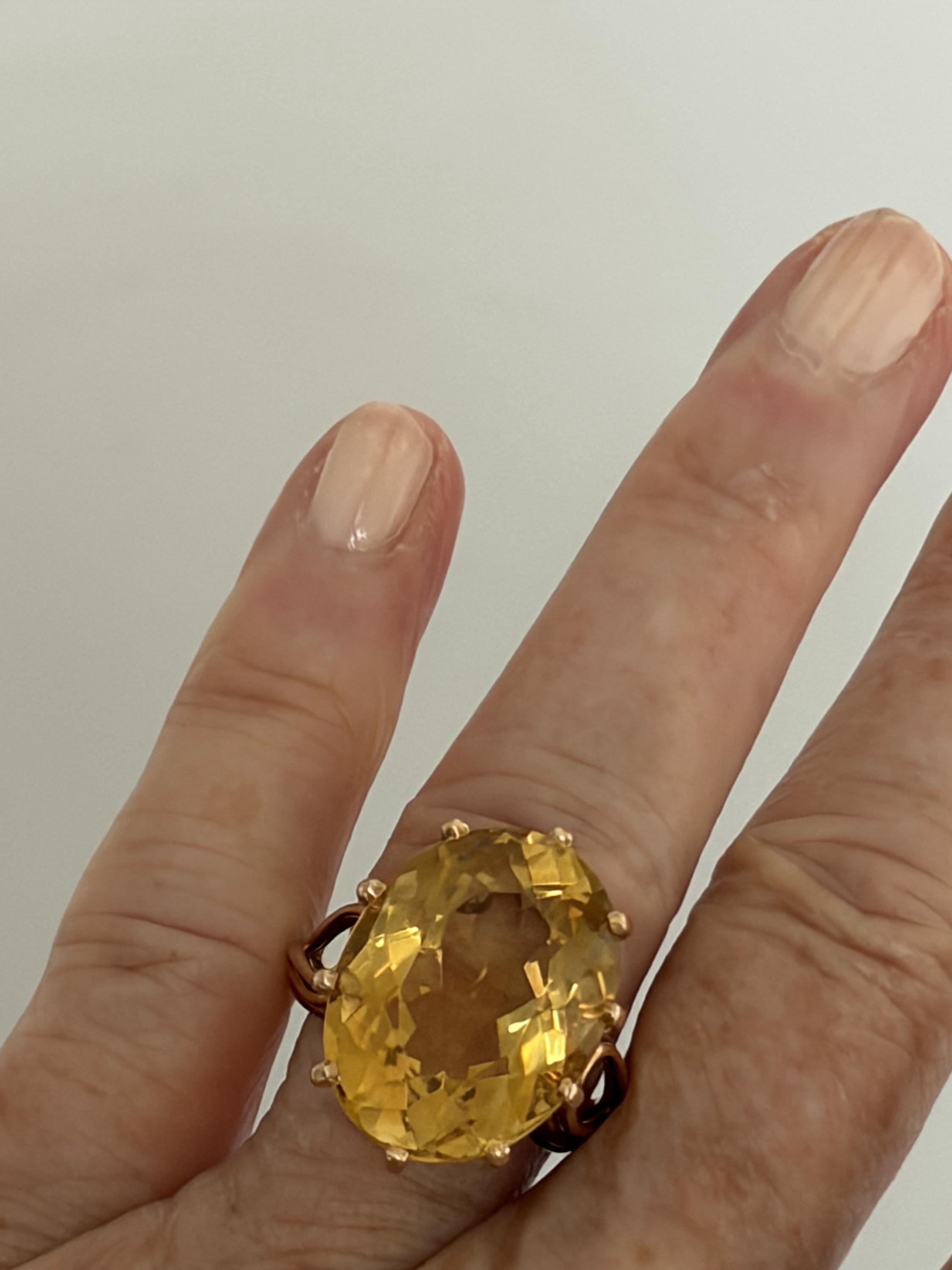 Buy 7747 - Vintage Yellow Gold Citrine Ring 16.00 Ct Online in