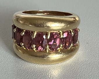 4939- Large Yellow Gold Tourmaline Ring
