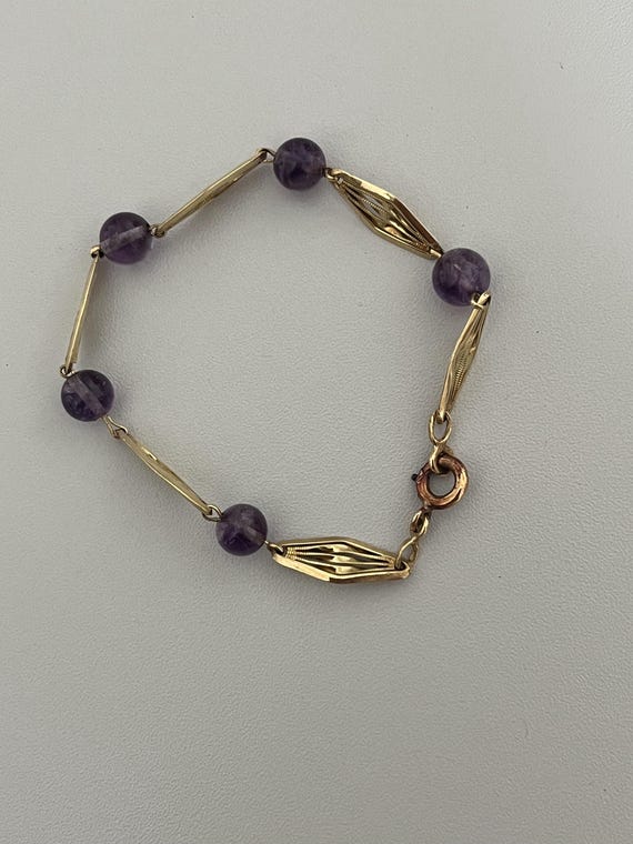 6596- Bracelet Ancien Or Jaune Améthystes - image 1