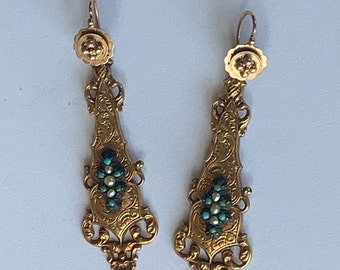 2477 – Bo Yellow Gold Turquoises Beads 19th Century