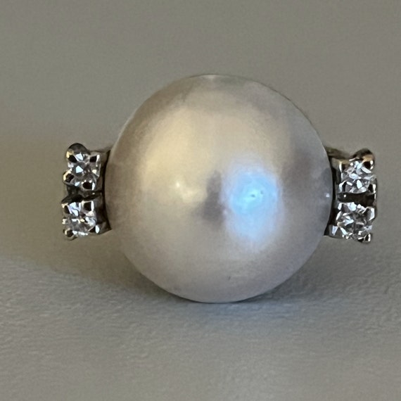4018– Bague Années 1950 Perle Mabé Diamants - image 1