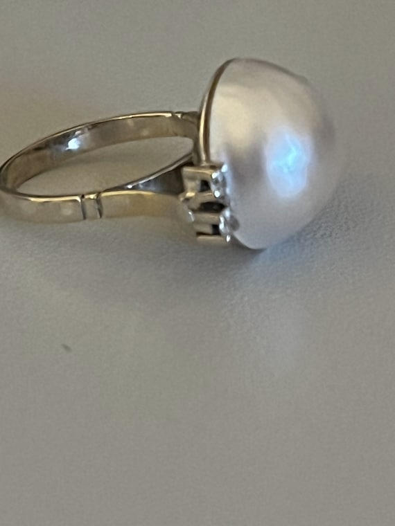 4018– Bague Années 1950 Perle Mabé Diamants - image 5