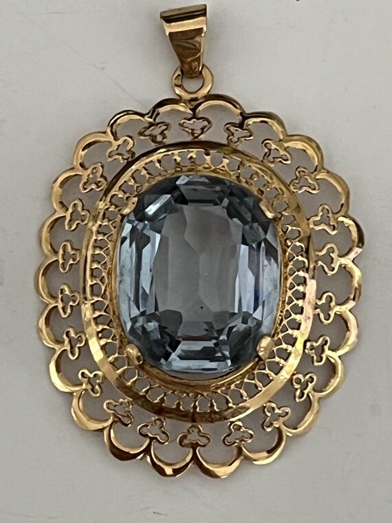 6815- Pendentif Or Jaune Topaze Bleue - image 3