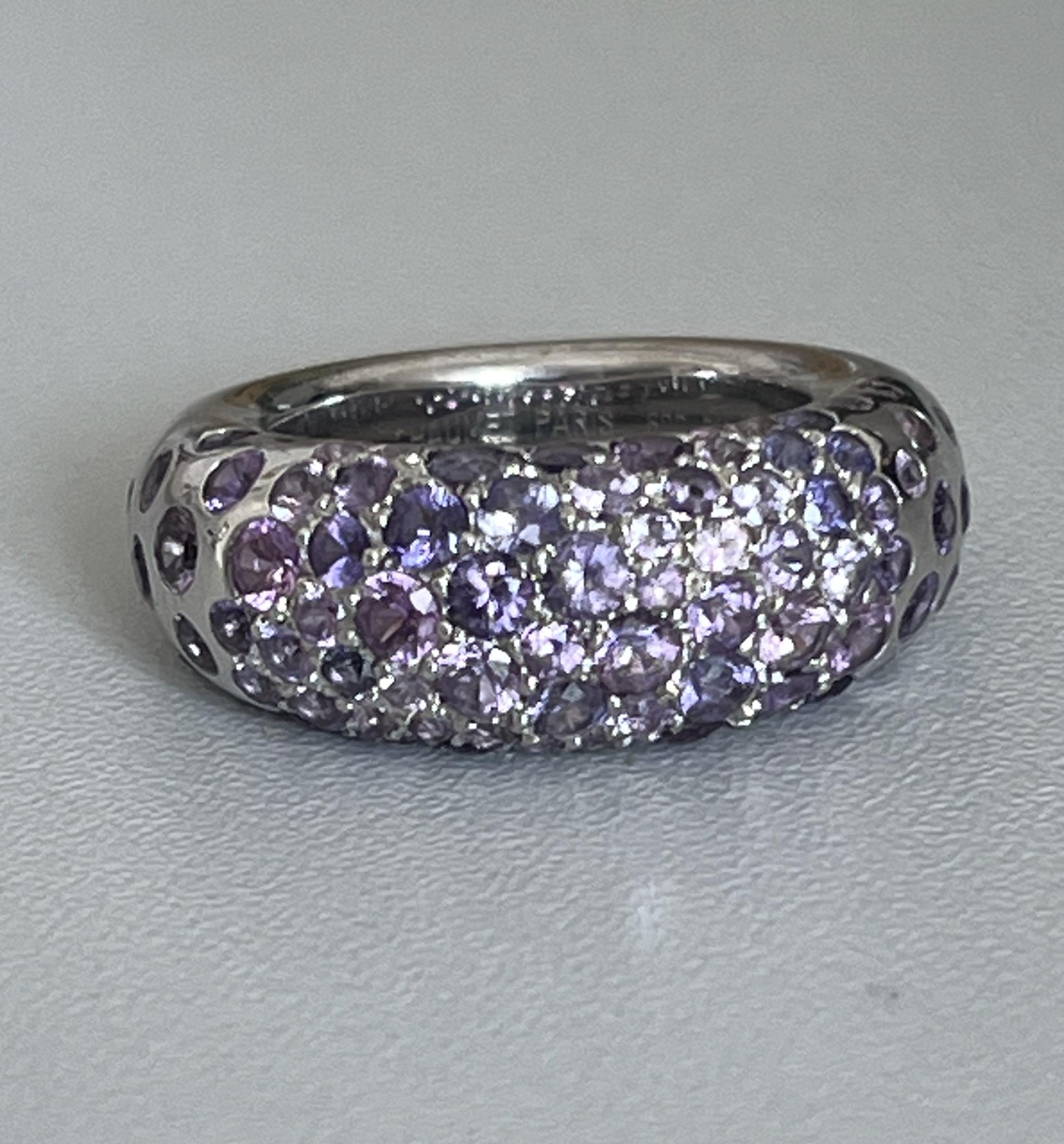 5650 Bague Chaumet Grain De Caviar Or Gris Saphirs Violets Etsy France