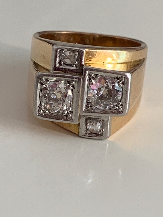 Yellow Gold Platinum Diamond Ring 40s